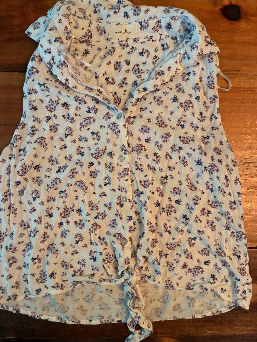 Love Notes White Floral Button-Front Tie-Hem Cami Top